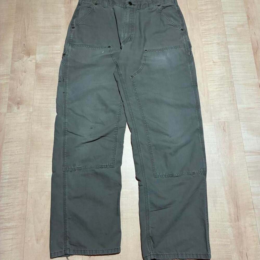 Vintage Carhartt B136 MOS Moss Green Duck Double Knee Pants
